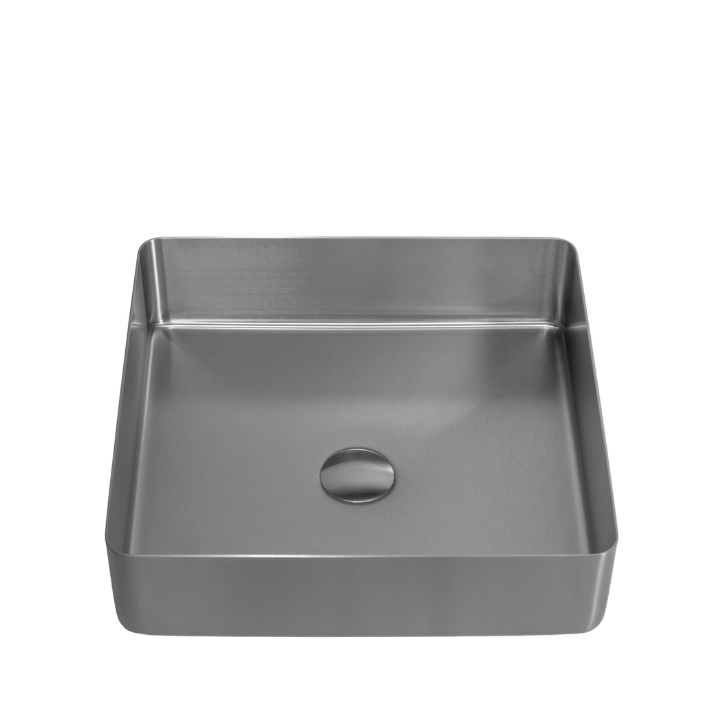 Lavatório de Pousar Quadrado com Válvula VITTA Satinado - AIDIA - 5606240230952