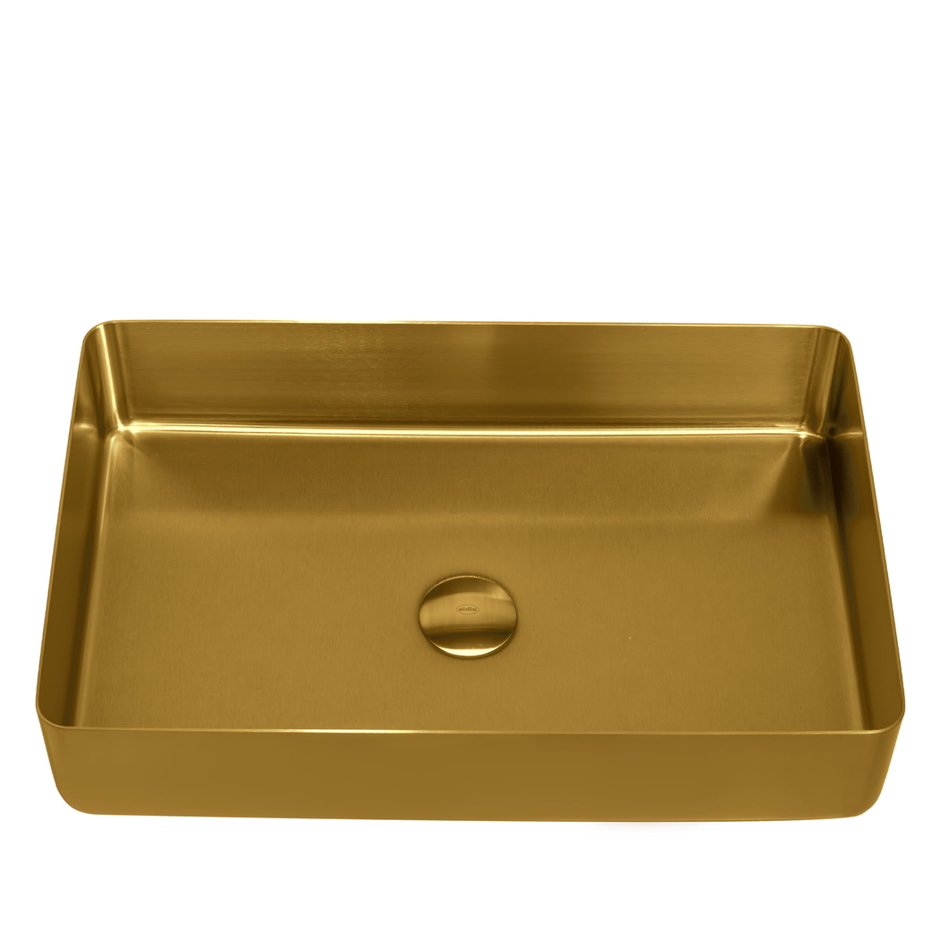 Lavatório de Pousar Retangular com Válvula VITTA Dourado - AIDIA - 5606240230921