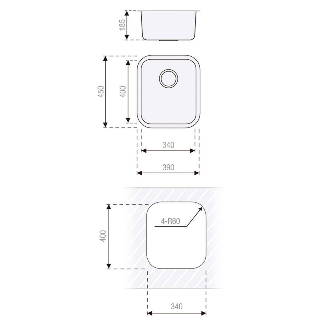 Banca de Cozinha de Encastrar ROMA Cromada 34x40cm - 8435183132453