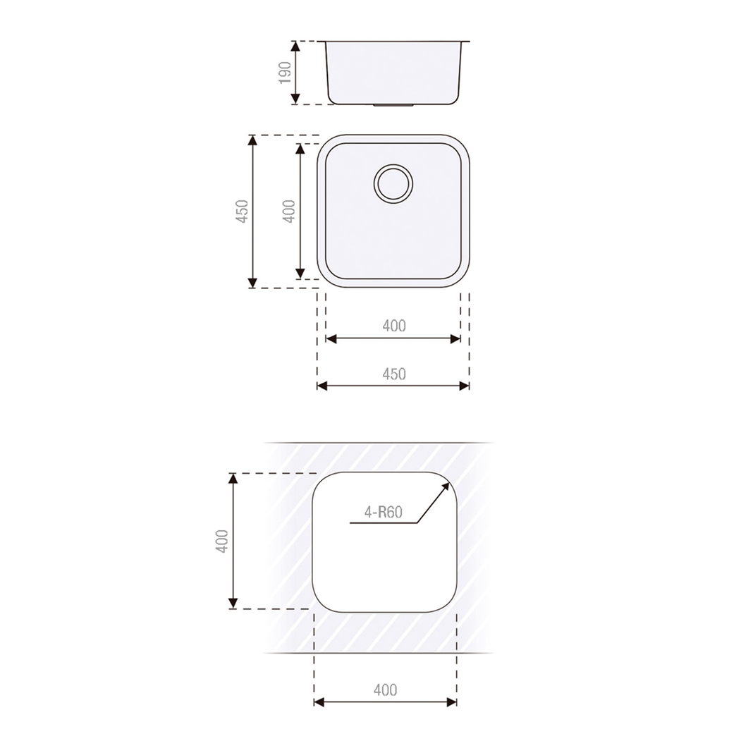 Banca de Cozinha de Encastrar ROMA Cromada 40x40cm - 8435183132767