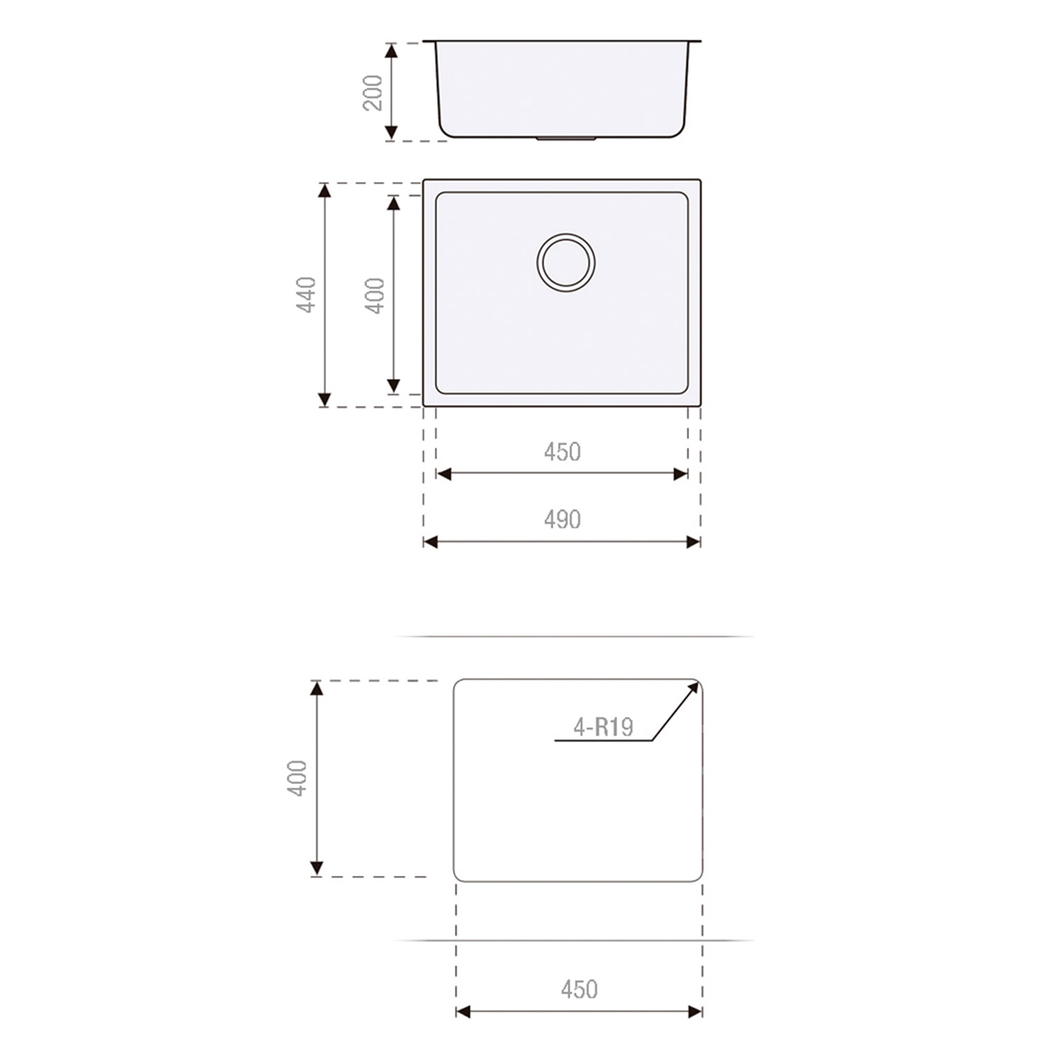 Banca de Cozinha de Encastrar BERLIM Cromada 45x40cm - 8435183133474