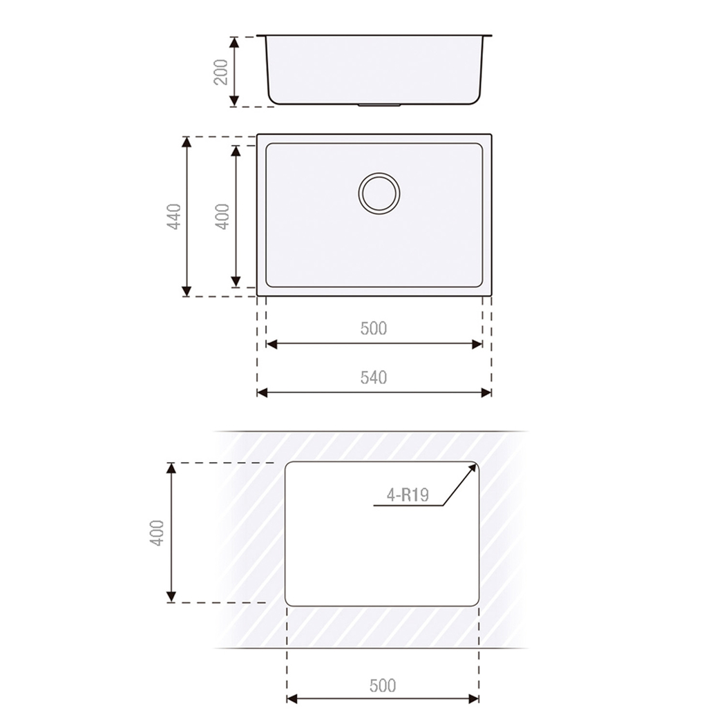 Banca de Cozinha de Encastrar BERLIM Cromada 50x40cm - 8435183133719