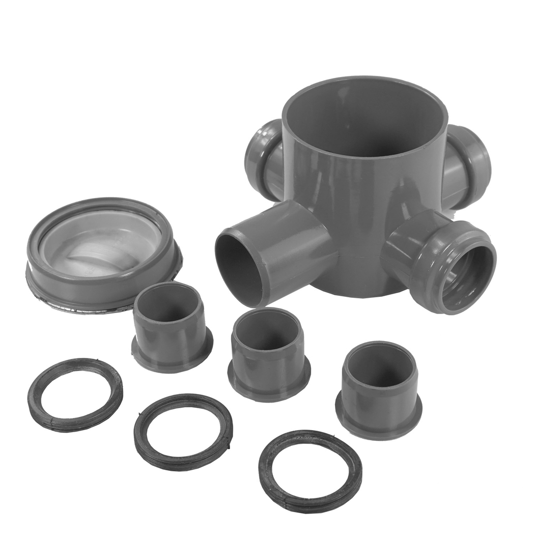 Sifão Pavimento c/ Tampa PVC DIN 90 x 40 x 50 x 80 - 5606240059430