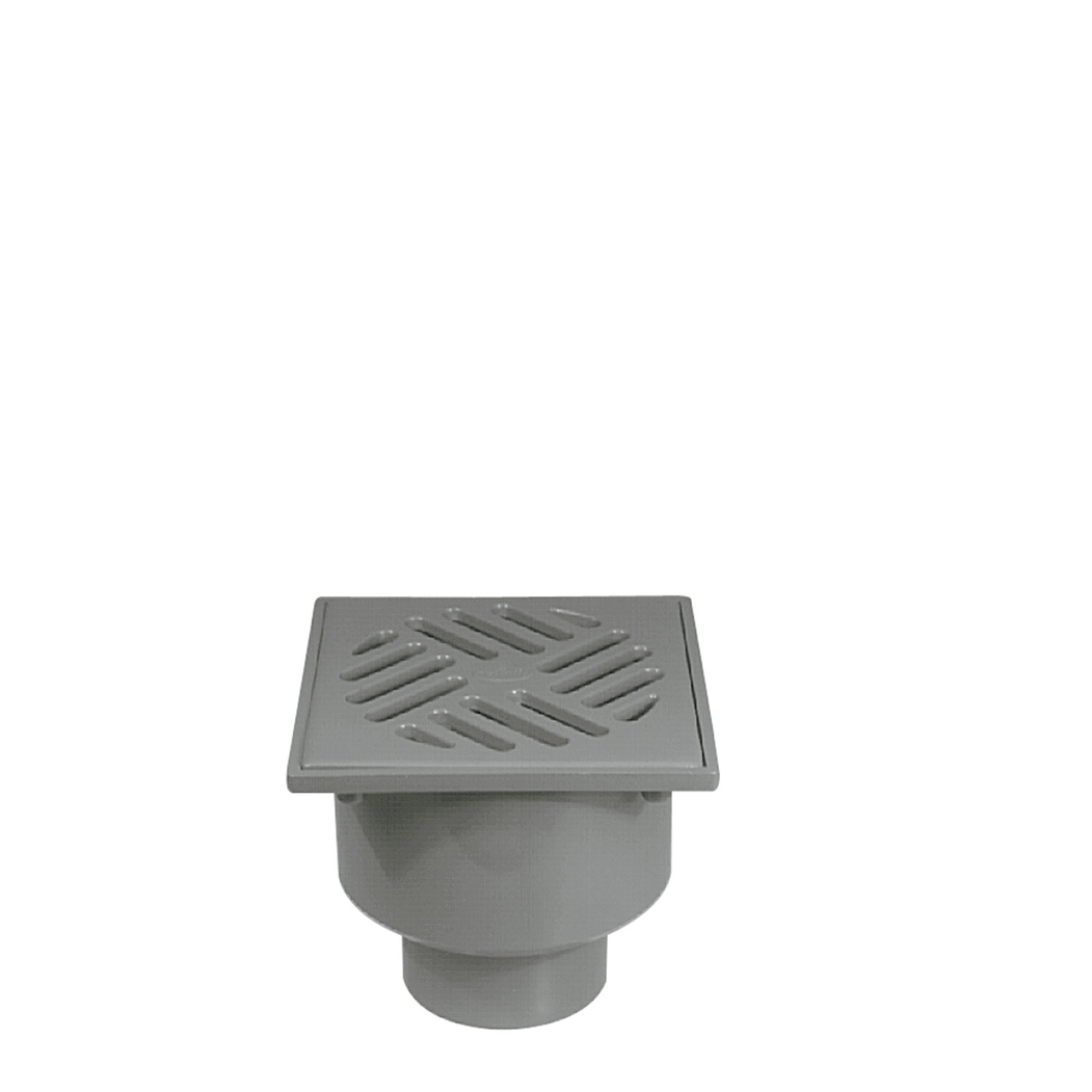 Sumidouro Sifónico Saída Horizontal Grelha PVC 105x105 Ø50/40 - JIMTEN - 8426621240380