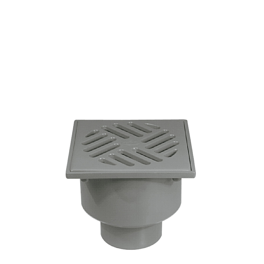 Sumidouro Sifónico Saída Vertical Grelha PVC 105x105 Ø50/40 - JIMTEN - 8426621240588