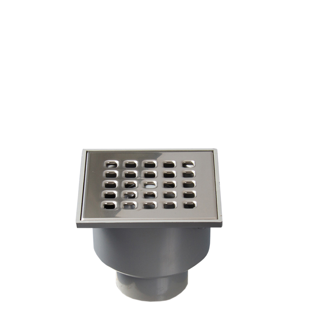 Sumidouro Sifónico Saída Vertical Grelha PVC 105x105 Ø50/40 - JIMTEN - 8426621240588